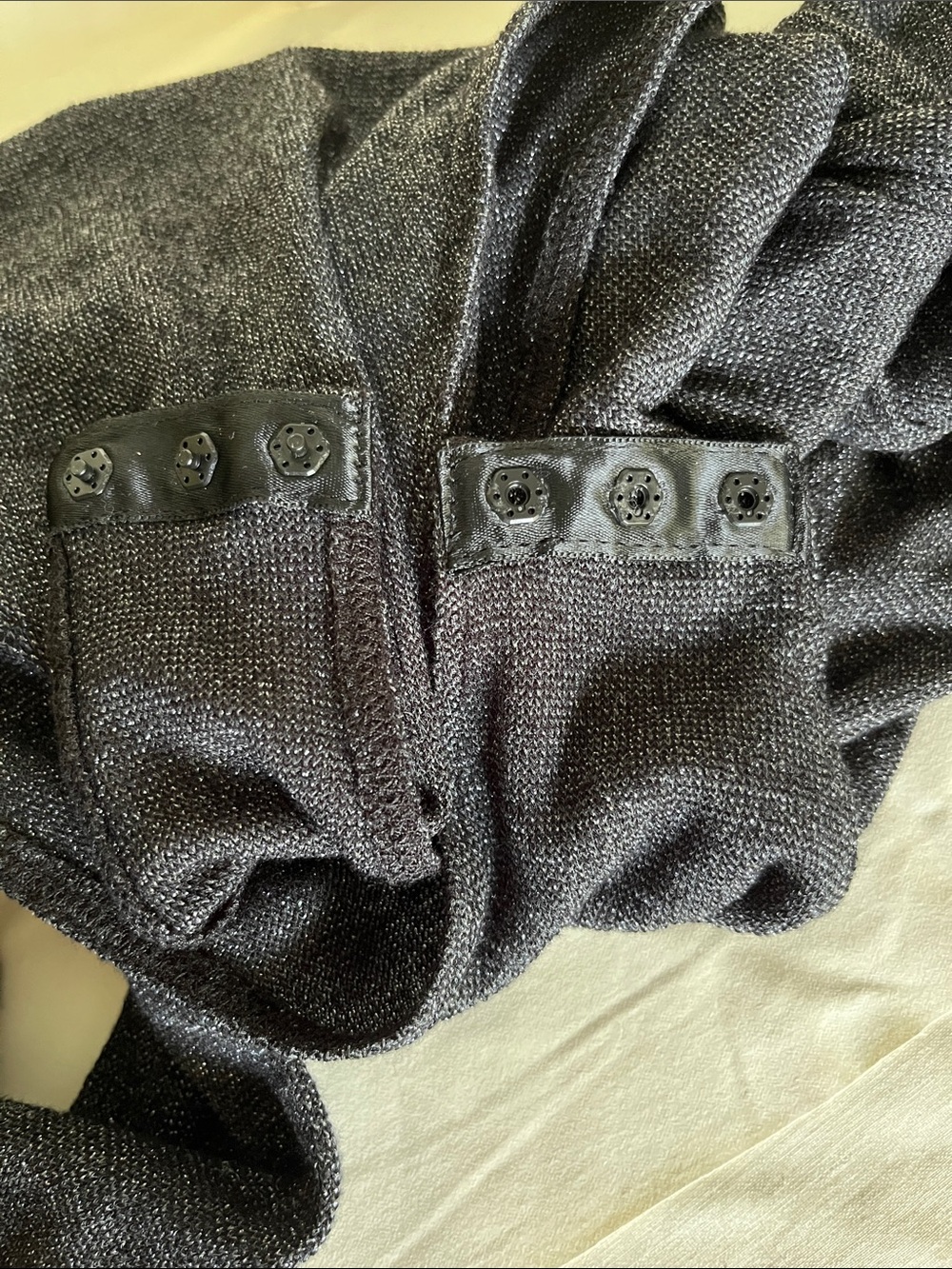 H&M Divided Black Silver Metallic Long-Sleeve Stretchy Bodysuit Top Boatneck - Picture 6 of 6
